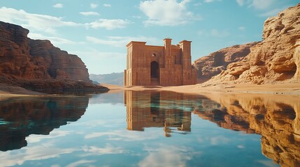 Maraya in AlUla Saudi Arabia Mirrored building in the middle of desert : Generative AI