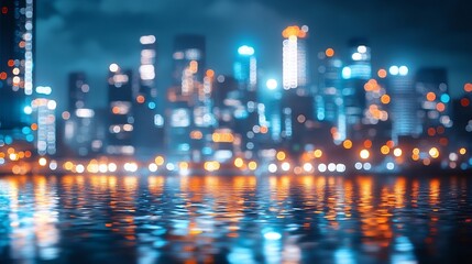 Vibrant City Lights at Night with Blurred Bokeh Effect : Generative AI