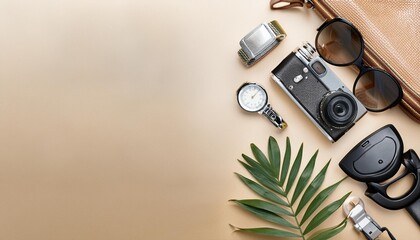 Fototapeta premium Small transparent background lifestyle accessories.
