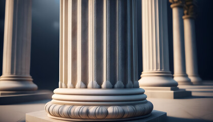 Ancient-style columns stand majestically in a dimly lit interior showcasing exquisite craftsmanship and architectural elegance