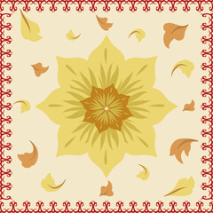 Abstract golden flower and leaf in the air, 