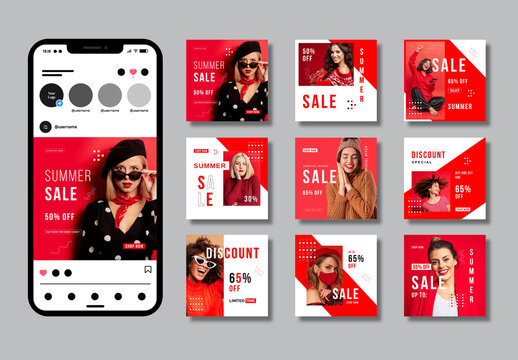 Red Fashion Sale Social Media Post Template