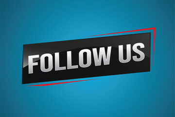 Follow us word text concept icon logo sign symbol vector note memo 3d best big sale style for use landing page, template, note, web, mobile app, poster, banner, flyer, speak, gift card, coupon

