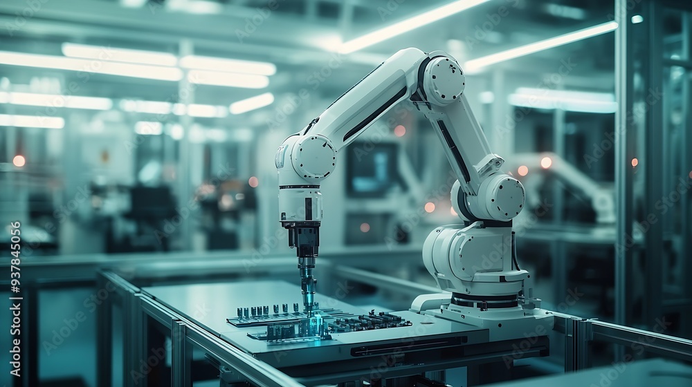 Aufkleber xai smart industry robot arms for digital factory production technology showing automation manufactu