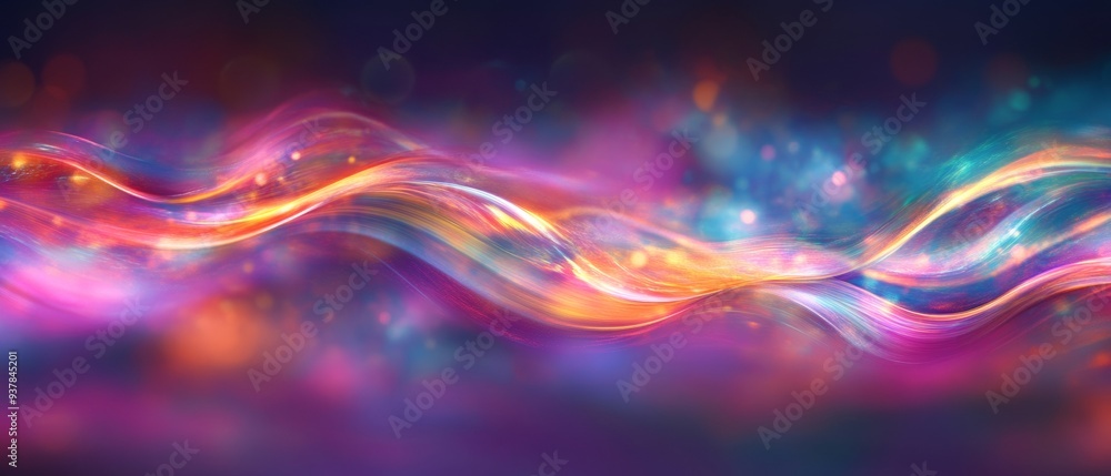 Poster Abstract Colorful Light Waves with Blur