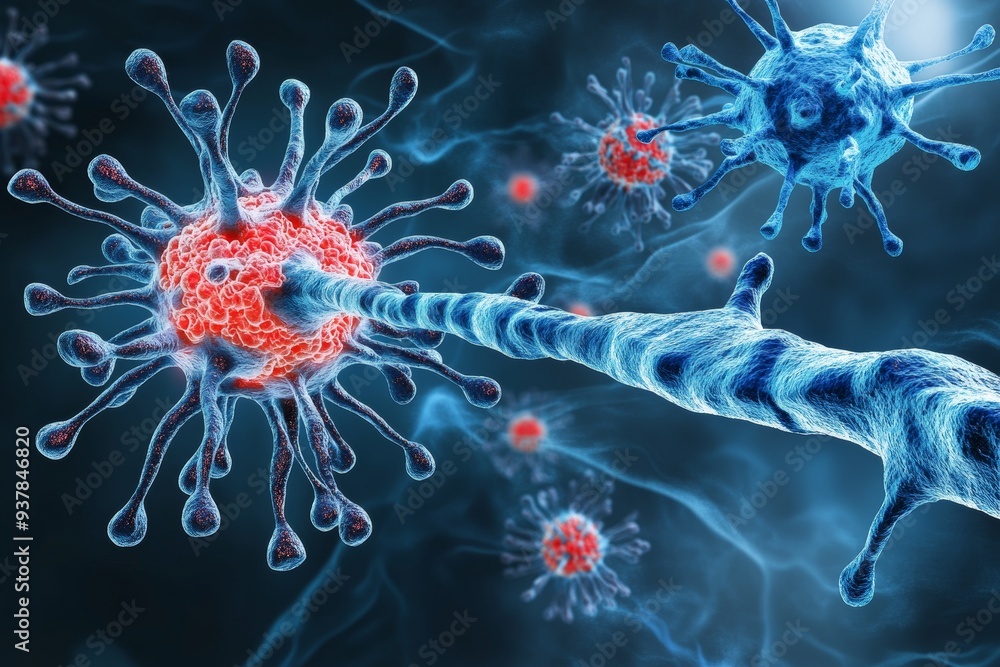 Poster a dynamic close up of neurons firing illustrating the complex and energetic processes of the brains 