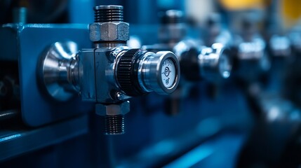 Fototapeta premium Part of a hydraulic industrial machine control levers of a hydraulic machine industrial concept : Generative AI