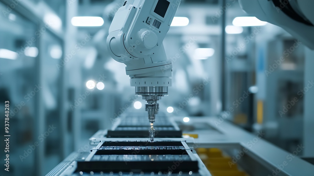 Poster mlp smart industry robot arms for digital factory production technology showing automation manufactu