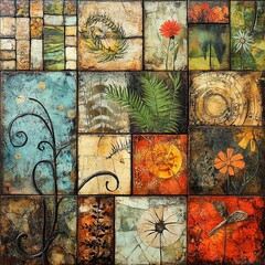 collage with birds and flowers