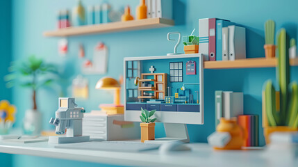 Isometric online medical consultation health care in paper cut style,stockphoto style