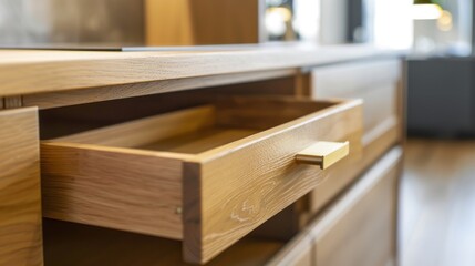 Close-up of Wooden Drawer Fitting in Interior Design