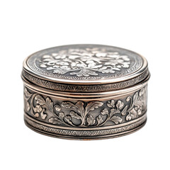 Silver box, antique, antique, beautiful art, cut background, ready to use