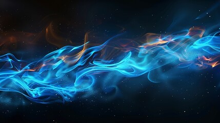 Obraz premium Abstract dark background with blue flame, neon fire.