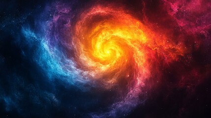 Vortex Swirl Background in Blue, Purple, and Yellow with Grainy Texture and Color Gradient for Retro Banner - Generative AI