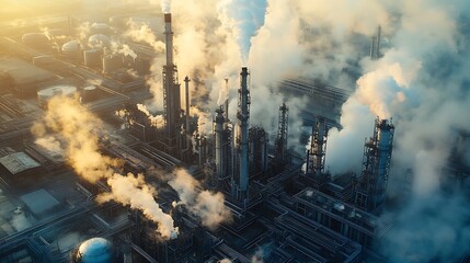Oil refineries and chemical plants in industrial areas : Generative AI