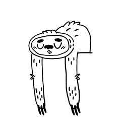 Cute sloth sleeping. Vector hand drawn illustration isolated on white