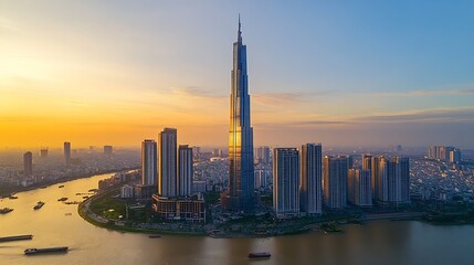 Fototapeta premium Landmark 81 in Ho Chi Minh City : Generative AI