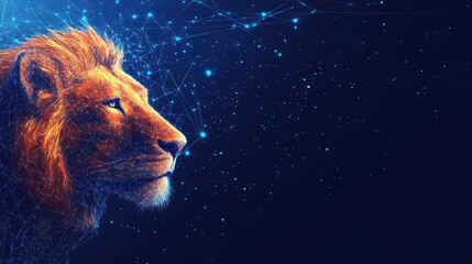 Naklejka premium Abstract lioness silhouette composed of geometric elements