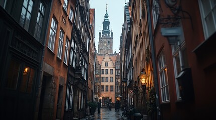 Fototapeta premium Beautiful architecture of the old town in Gdansk Poland : Generative AI