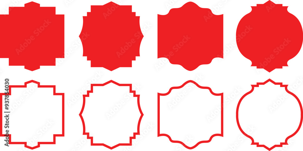 Poster set of vintage frames and labels shape vector. label and badges shape collections. label frames