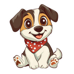 Naklejka premium Cute little dog, cartoon style, cut background, ready to use.