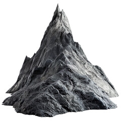 A single tall, jagged mountain peak isolated on a transparent background