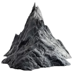 Fotobehang A single tall, jagged mountain peak isolated on a transparent background © Thodsaporn