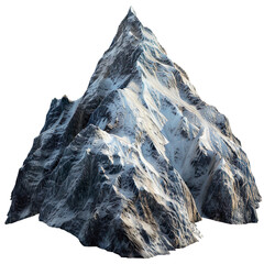 A single tall, jagged mountain peak isolated on a transparent background