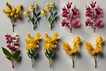 Obraz premium A square-shaped cluster of flowers, beautifully arranged to highlight their diverse colors and forms.