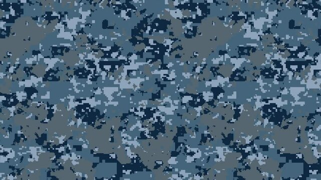 Military pixel flecktarn camouflage blue sea grey navy naval camo texture pattern horizontal banner illustration wallpaper