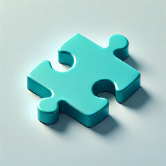 Obraz premium Single Teal Puzzle Piece on a Smooth Light Gray Surface