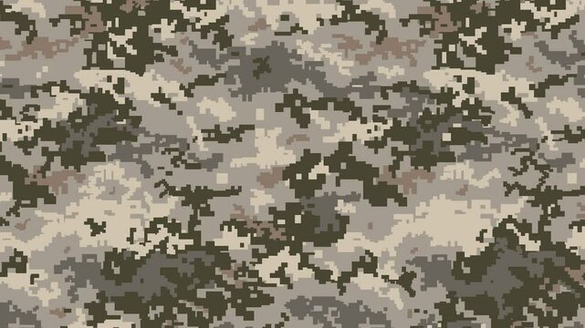 Military pixel flecktarn camouflage illustration seamless pattern arid desert camo square texture banner illustration wallpaper animation