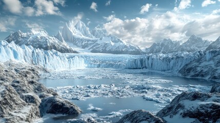 Fototapeta premium Glacier and Mountain Landscape