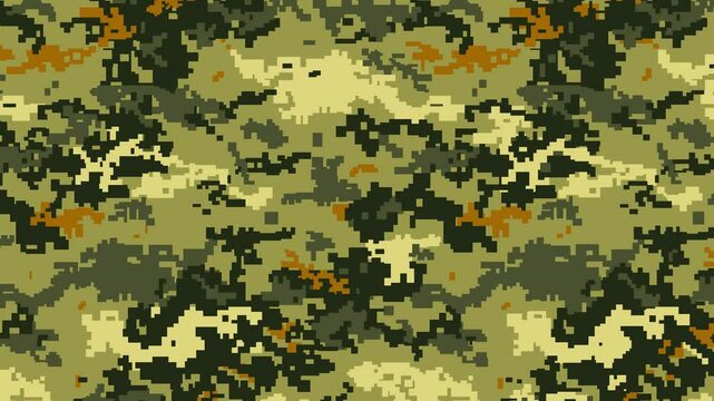 Military pixel flecktarn camouflage green grey woodland camo texture pattern horizontal banner illustration wallpaper