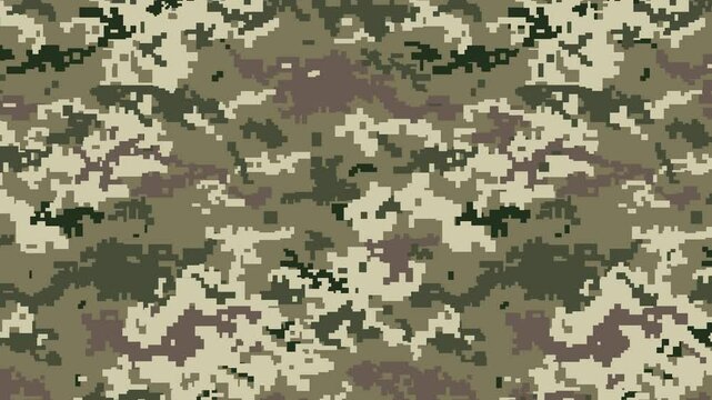 Military pixel flecktarn camouflage green grey woodland camo texture pattern horizontal banner illustration wallpaper