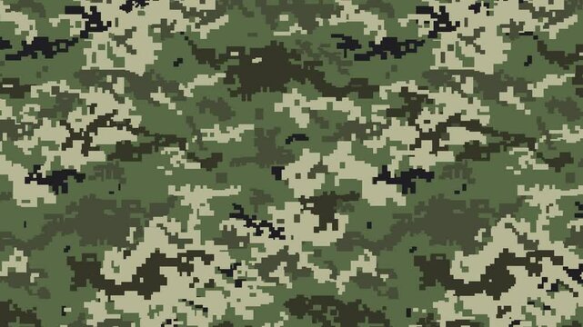 Military pixel flecktarn camouflage green grey woodland camo texture pattern horizontal banner illustration wallpaper