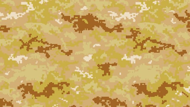 Military pixel flecktarn camouflage illustration seamless pattern arid desert camo square texture banner illustration wallpaper animation