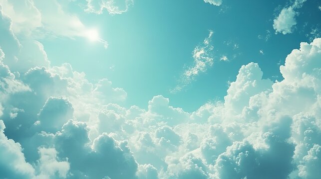 Illustrations of beautiful sky and white clouds，generated with AI.