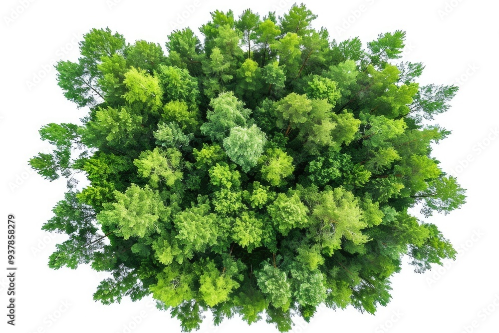 Poster aerial view of a dense green forest with trees and foliage