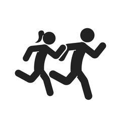 Isolated pictogram sign of couple run, woman and man running, active sport icon symbol