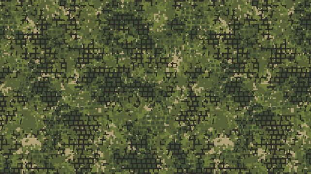 Military pixel flecktarn camouflage green grey woodland camo texture pattern horizontal banner illustration wallpaper