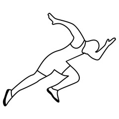 runner illustration line design black and white vector