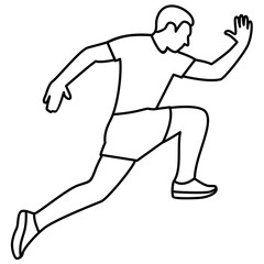 runner illustration line design black and white vector