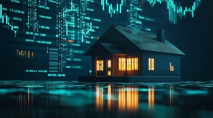 Naklejka premium House in Holographic Investment Glow