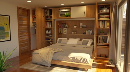 Apartment with Murphy Bed and Integrated Furniture