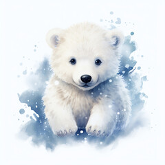 Adorable Watercolor Baby Polar Bear Illustration