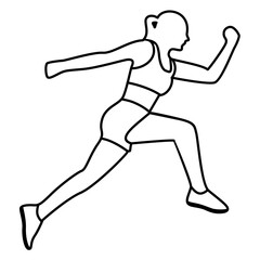 runner illustration line design black and white vector
