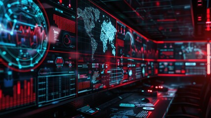 Digital Display Shows Cyber ​​Attack In Progress