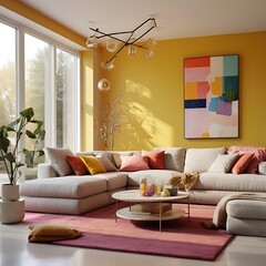 Render of luxury home interior, luxury Livingroom house or apartment interior design, mock up room design, Farmhouse home interior design of modern living room