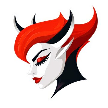 Eyecatching logo with a daring devil woman design, blending modern art with a playful cartoon allure.